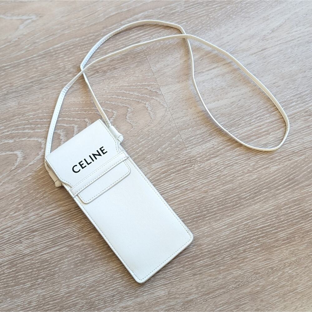 Celine Off-White Sunglass Pouch w/Strap Crossbody Bag